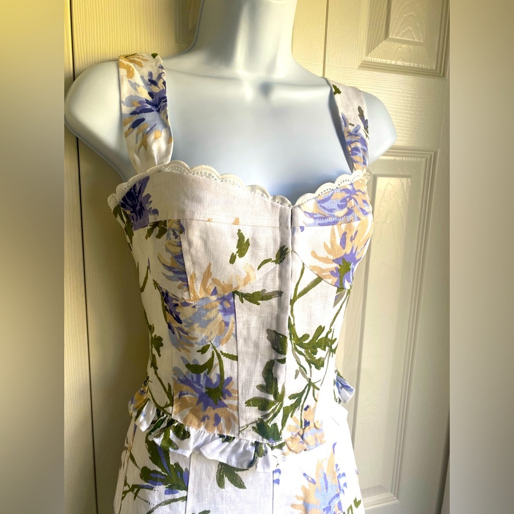 New Reformation Anatolia Linen Two Pieces Floral Size 6 Serenity - Picture 7 of 15